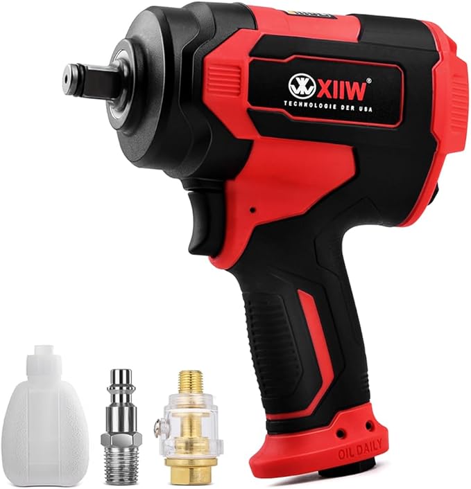 1/2 Inch Composite Air Impact Wrench | Compact & 4.08 lbs Lightweight Design | Max Torque 1200 ft-lbs | Variable Power Settings | 8500RPM Heavy Duty 1/2 Air Impact Gun Pneumatic Tool for Auto Repair