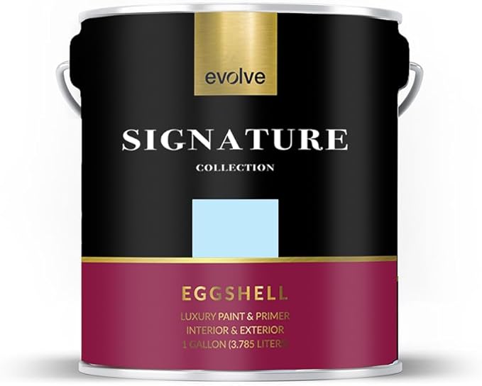 EVOLVE Signature Paint & Primer: Luxury Paint & Primer for Indoor & Outdoor Surfaces, Minimal Odor, Eggshell Sheen (Baby Blue, 1 Gallon)