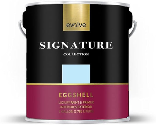 EVOLVE Signature Paint & Primer: Luxury Paint & Primer for Indoor & Outdoor Surfaces, Minimal Odor, Eggshell Sheen (Baby Blue, 1 Gallon)