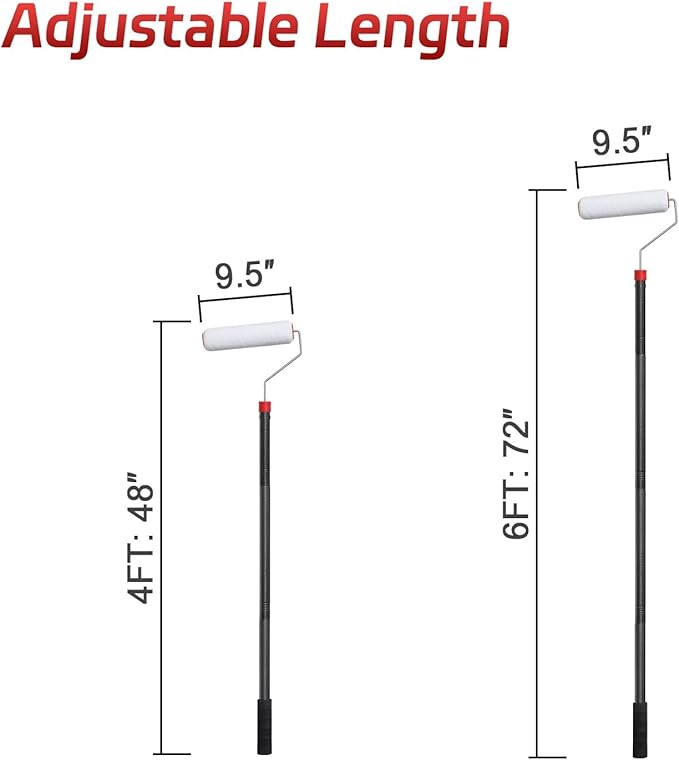 Paint Roller Brush Kit, 6 FT Paint Roller Extension Poles Multi-Function Paint Roller Kit with Brush Stainless Steel Poles Splicing Rod House Mural Brush for Walls and Ceiling