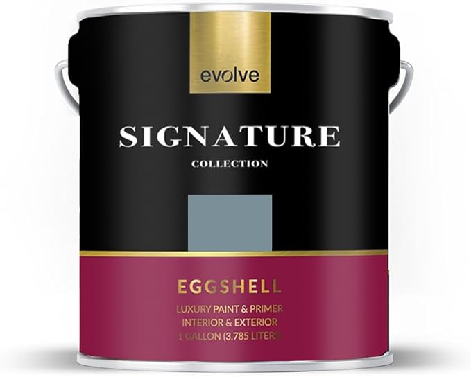 EVOLVE Signature Paint & Primer: Luxury Paint & Primer for Indoor & Outdoor Surfaces, Minimal Odor, Eggshell Sheen (Chalk Blue, 1 Gallon)