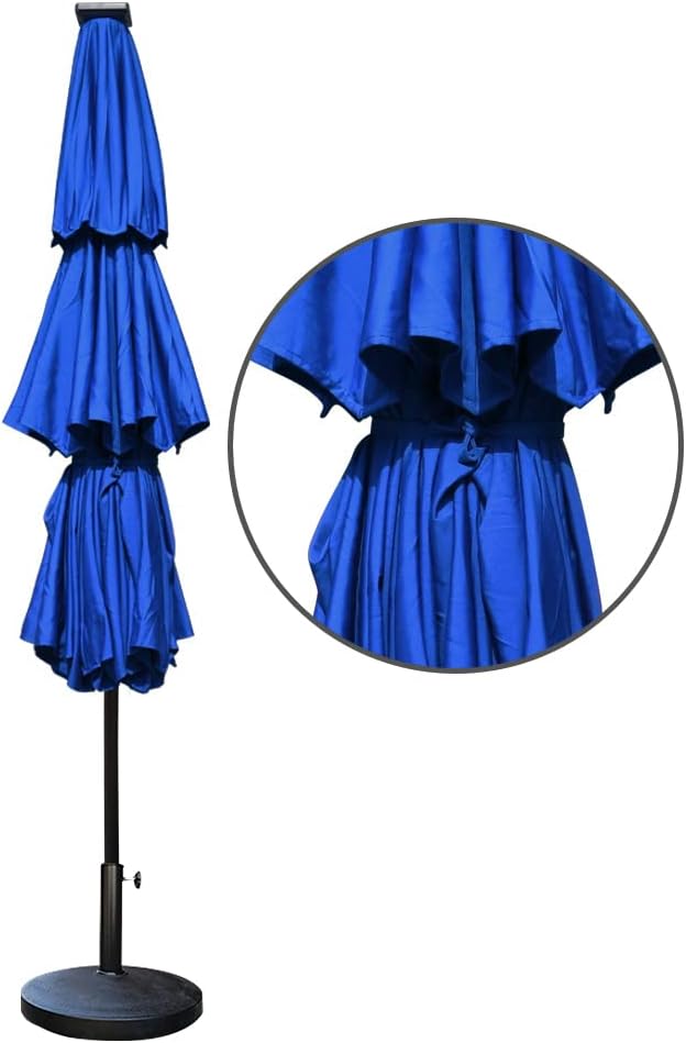 EliteShade USA Solar 9ft 3 Tiers Market Umbrella with 80 LED Lights Patio Umbrellas Outdoor Table with Ventilation and 5 Years Non-Fading Top,Royal Blue