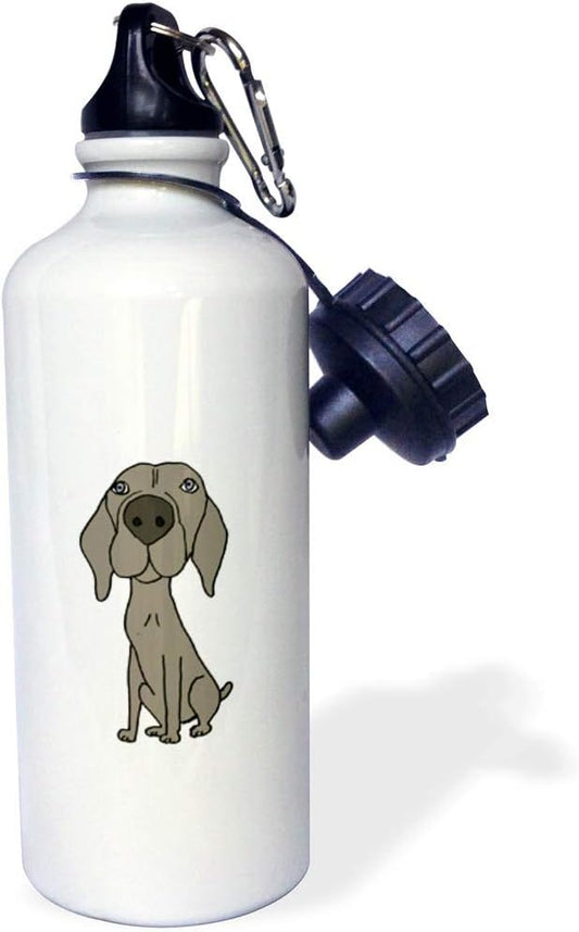 3dRose Cute Weimaraner Puppy Dog Cartoon-Sports Water Bottle, 21oz , Multicolored