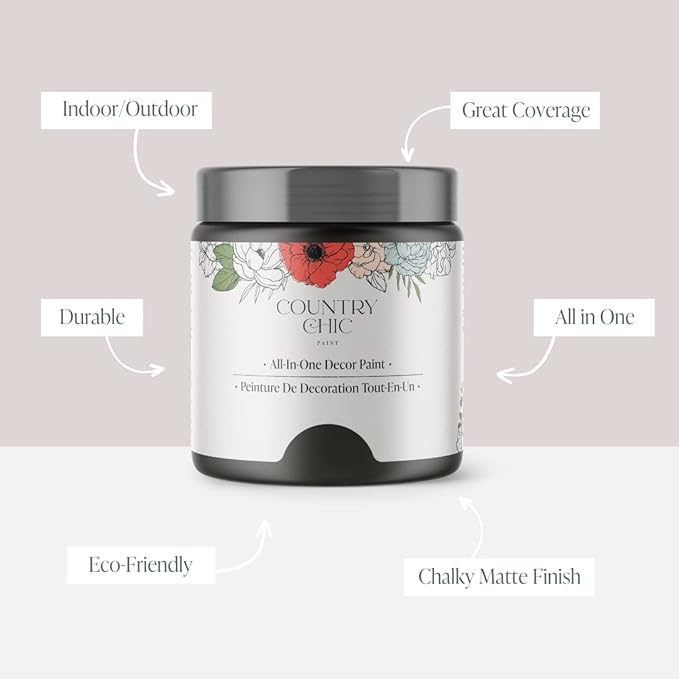 Country Chic All-in-One Chalk Paint for Furniture, Cabinets, Home Decor, Eco-Friendly, Matte Finish, Built-In Primer & Top Coat for Wood, Metal - Dark Roast (Dark Brown) - Pint 16 oz (475 ml)