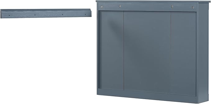 Merax Bathroom Medicine Cabinet with Mirror, Wall Mounted Over Toilet Storage Cabinet Organizer with Doors and Shelves for Bathroom Laundry Room (Mirror Cabinet Only, Blue)