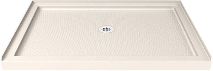 DreamLine SlimLine 34 in. D x 42 in. W x 2 3/4 in. H Center Drain Single Threshold Shower Base in Biscuit, DLT-1134420-22