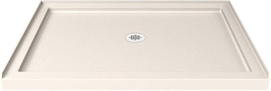 DreamLine SlimLine 32 in. D x 48 in. W x 2 3/4 in. H Center Drain Single Threshold Shower Base in Biscuit, DLT-1132480-22