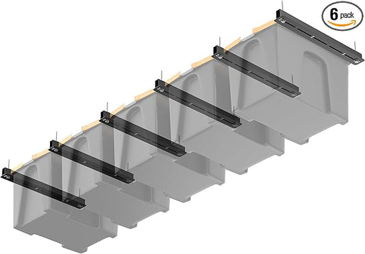 Ultrawall Overhead Garage Storage Rack, Heavy Duty Ceiling Storage Rack, 26 Inch Adjustable Ceiling Bin Storage System, 6 Sets for 5 Bins