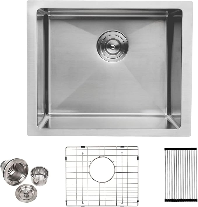 Lordear Undermount Kitchen Sinks 23 inch Small Undermount Bar Sink,16-Gauge Stainless Steel Single Bowl Bar Prep Kitchen Sink One Basin 23x18x10 Inch Handmade