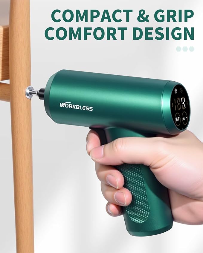 Cordless Screwdriver, 3.7V Electric Screwdriver with LCD Touchscreen Display, 8 Torque Settings, Includes 15Pcs Bits with Carry Bag, USB Cable, Tool Kit for Home DIY Projects