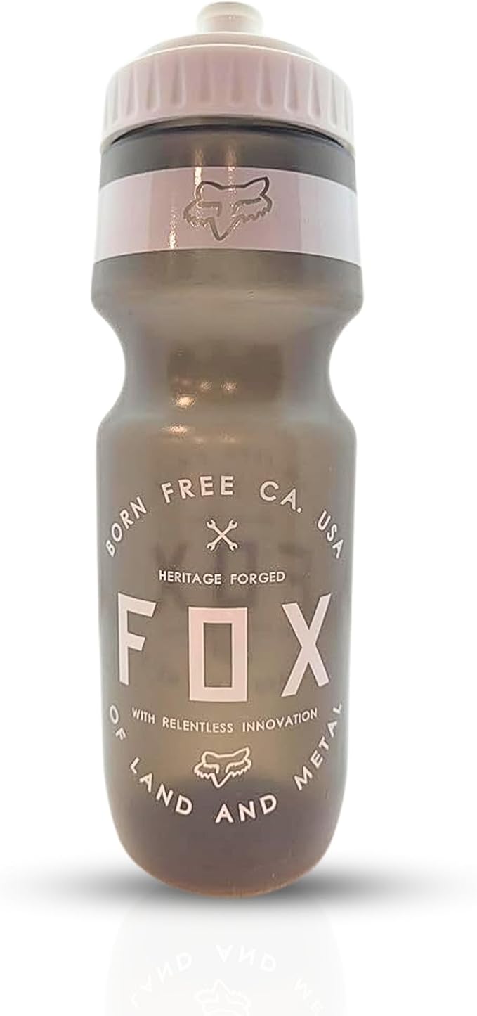 Fox Racing Water Bottle - Premium Sports Water Bottle for Gym - Leak Proof Travel Water Bottle - BPA Free Reusable Water Bottle - Durable Plastic Water Bottles for Cyclists & Athletes (Black, 22 oz)