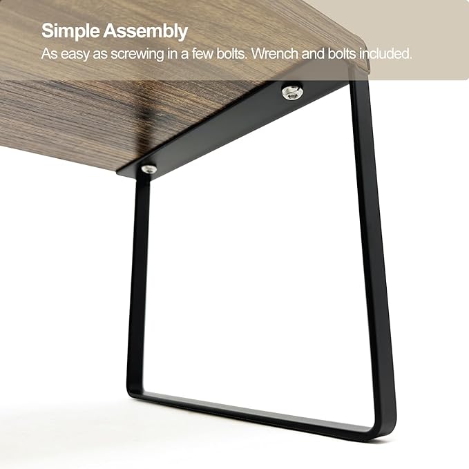 Mitus Shelf Organizer and Storage, Tiered Wood Cabinet Rack for The Kitchen Counter, Bathroom Counter, Pantry Cupboard, Office Desk Bookshelf, 16" Wide Walnut Brown and Black