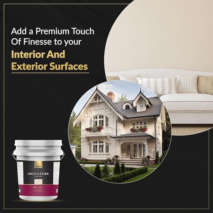 EVOLVE Signature Paint & Primer: Luxury Paint & Primer for Indoor & Outdoor Surfaces, Minimal Odor, Eggshell Sheen (Canvas White, 5 Gallon)