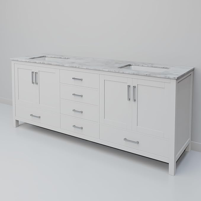 Big Sur 72 in. W x 22 in. D White Double Bath Vanity and Carrara Marble Top