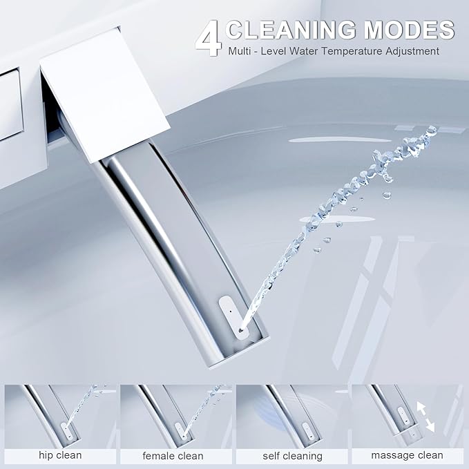 Smart Toilet with Built-in Tank and Air Boost Pump, Powerful Flush, Auto Open/Close Lid, ADA Height Heat Seat, Smart Bidet Toilet with Instant Warm Water Cleaning Foam Dispenser (White)