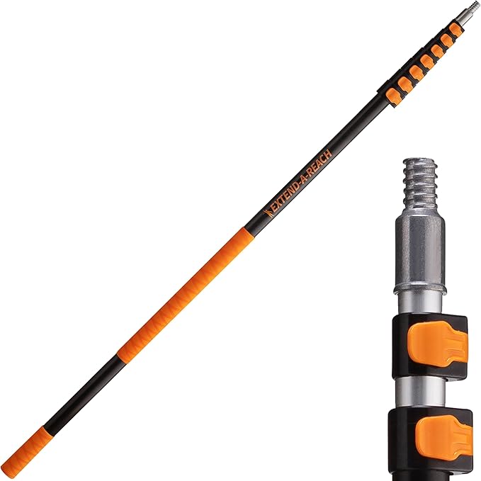 5-30 ft Long Telescopic Extension Pole // Multi-purpose Extendable Pole with Universal Twist-on Metal Tip // Lightweight and Sturdy // Best Telescoping Pole for Painting, Dusting and Window Cleaning
