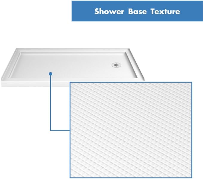 DreamLine SlimLine 34 in. D x 60 in. W x 2 3/4 in. H Right Drain Single Threshold Shower Base in White, DLT-1134602