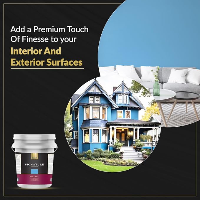 EVOLVE Signature Paint & Primer: Luxury Paint & Primer for Indoor & Outdoor Surfaces, Minimal Odor, Eggshell Sheen (Bimmer Blue, 5 Gallon)