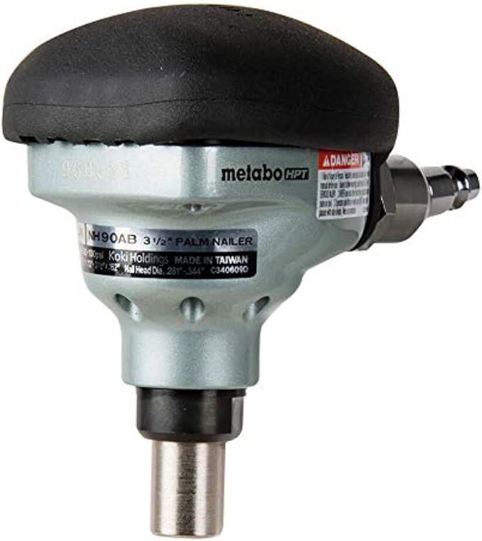Metabo HPT Palm Nailer, Pro-preferred Pneumatic Power Nailers, Palm Tool for Joist Hangers & Connectors, Magnetic Nose for Precise Fastening, 360° Swivel Plug, 2-1/2″ to 3-1/2″ Bulk Fasteners, NH90AB