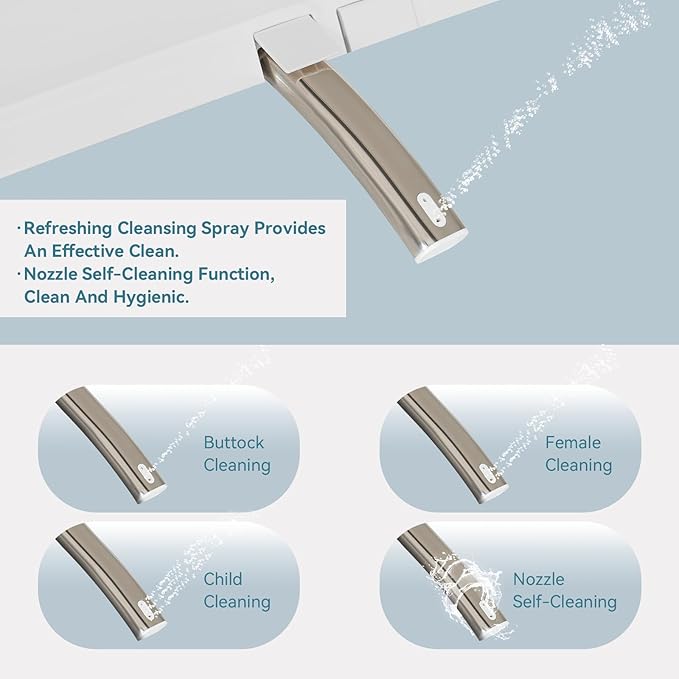 Electric Bidet Toilet Seat, Elongated V-shaped Heated Bidet with Dryer and Warm Water, Rear and Front Washing, Self-Clean Nozzle,Soft Close Toilet Seat with Remote Control, LED light and Deodorization