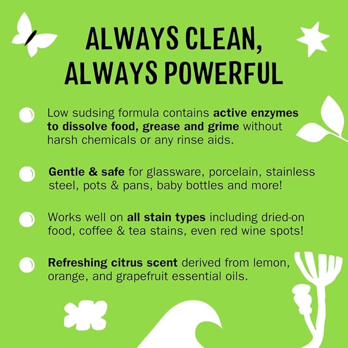 Molly's Suds Dishwasher Powder | Clean Dishwasher Detergent, Cuts Grease & Rinses Clean (Residue-Free) for Sparkling Dishes | 60 Loads (Citrus)