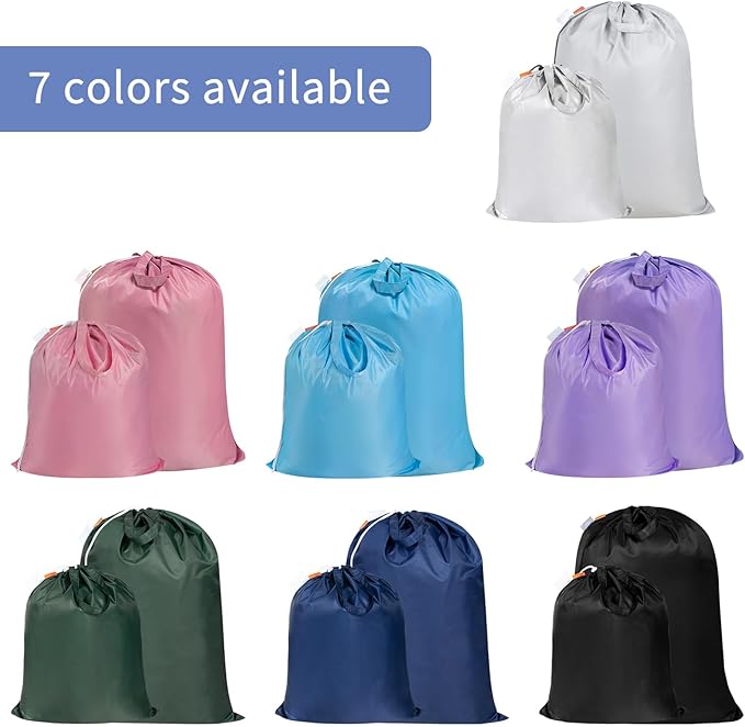 Polecasa Extra Heavy Duty Large Laundry Bag with Sturdy Handles, ID Tag & Drawstring Closure, 28 x 36 inches Durable Storage Bags, Laundry Accessory for Basket, Hamper, College, Dorm, Travel, Silver