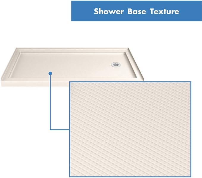 DreamLine SlimLine 32 in. D x 60 in. W x 2 3/4 in. H Right Drain Single Threshold Shower Base in Biscuit, DLT-1132602-22