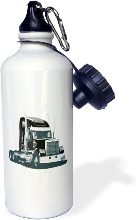 3dRose Funny Black Poodle Bride and Groom Wedding Cartoon Sports Water Bottle, 21 oz, Multicolor