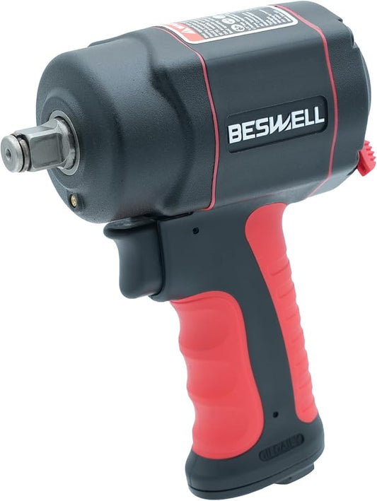 BESWELL-885 Ft.lbs Max Loosen Torque 1/2" Stubby Size Jumbo Hammer Air Impact Wrench-BW-112B3N