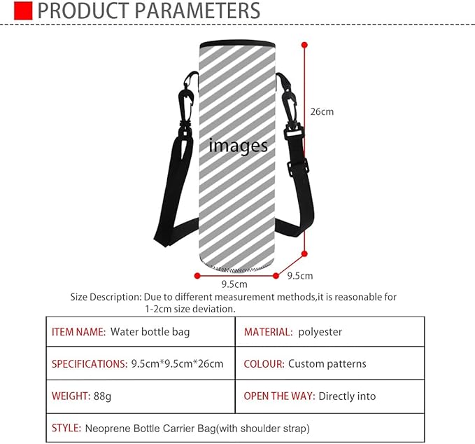 GIFTPUZZ Rainbow Tie Dye Water Bottle Carrier Pocket Neoprene Durable Machine Washable Pull On Girls Boys Bottle Sleeve Holder for Glass Bottles Travel Outdoor Walking Hands Free 1000-1200ml Colored