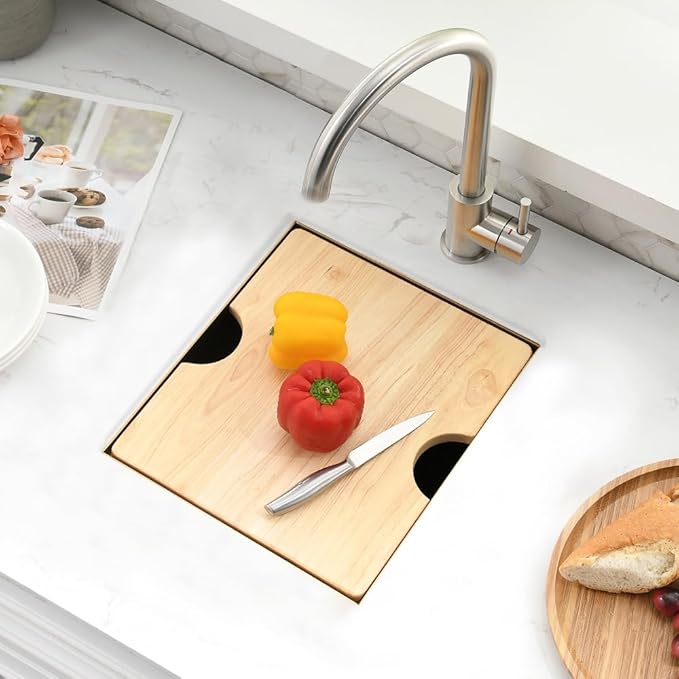 Undermount Gold Bar Sink, 12 x 15 inch Undermount Wet Bar Sink 16 Gauge Stainless Steel Brushed Gold Basin for Outdoor RV Kitchen