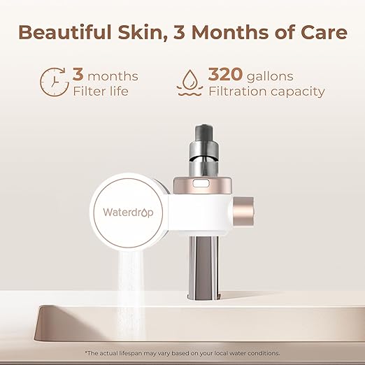 Waterdrop Soft Water Skincare Filter 2.0, Sink Filter Water Faucet for Skin, Faucet Water Filter, 0.01 Micron, Reduce Chlorine & Scale Control，BFT1(1 Filter Included)