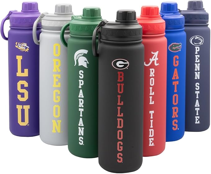 Georgia Bulldogs Water Bottle - Black Double Walled Stainless Steel 24 oz Keeps Drinks Cold or Hot