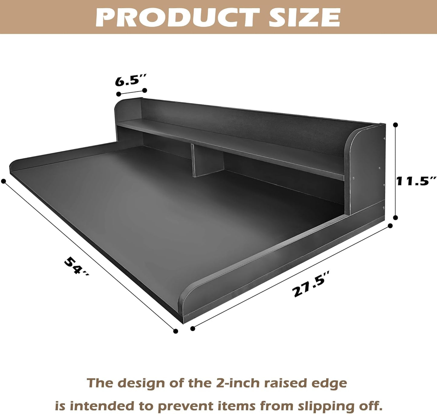 Royxen Laundry Countertop with 2-Tier Shelf Universal Fit, Washer and Dryer Countertop with Storage Space, Shelf Height 11.5 Inches, Solid Wood, Black