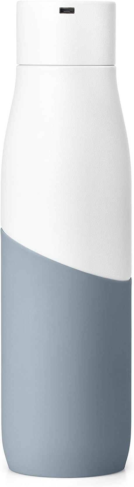 LARQ Bottle Movement PureVis 24 oz - Lightweight Self-Cleaning and Non-Insulated Stainless Steel Water Bottle with UV Water Purifier | Reusable & Travel Friendly, White/Pebble