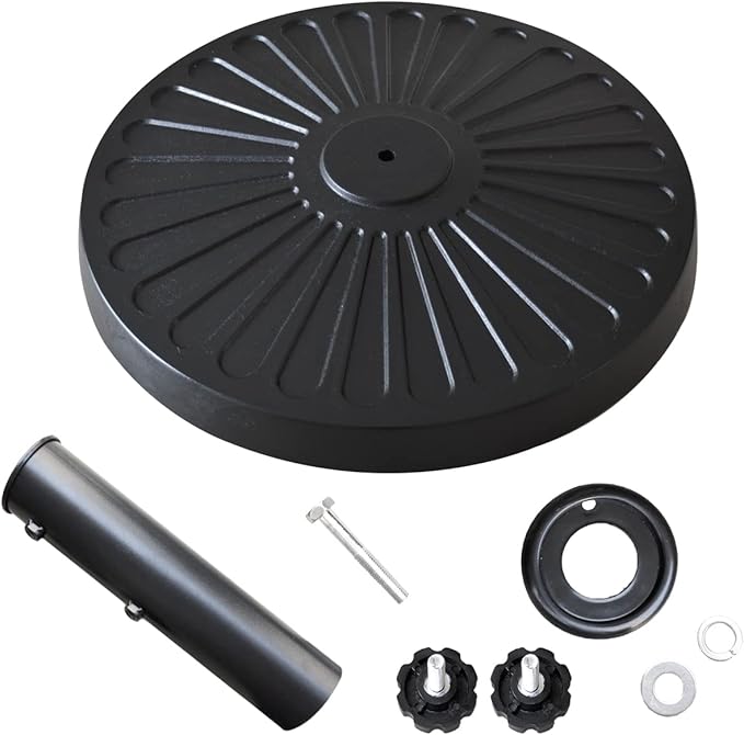 EliteShade USA Umbrella Base Stand Market Patio Outdoor Heavy Duty Umbrella Holder with Concave Radial Pattern,Black