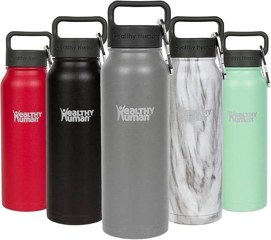Healthy Human Stainless Steel Water Bottle | Double Walled Vacuum Insulated Water Thermos for Adults | Eco-Friendly Travel Bottles with Leak Proof Lid (Slate Gray, 21 oz/ 621 ML)