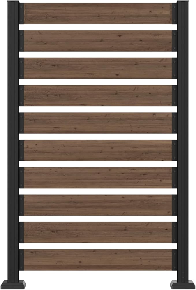 MUPATER 60" H×40" W Wooden Privacy Fence-No Digging Required,2 Installation Options,Ideal Outdoor Aluminum Post Privacy Wall for Hard Ground or Soil,Hide Trash Cans,Air Conditioners,Brown (1 Panel)