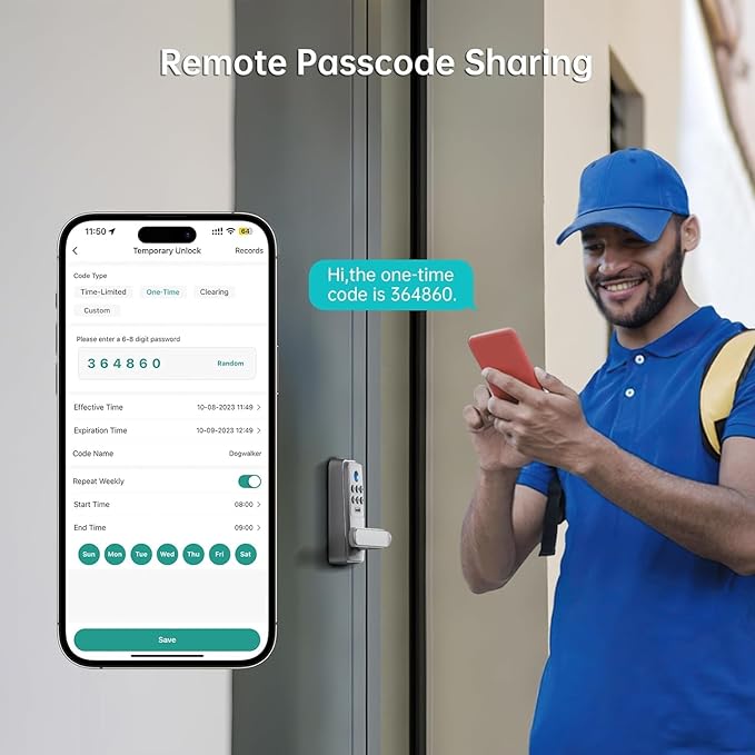 Smart WiFi Door Lock with Handle: Hornbill Keyless Entry with Remote Unlock Code Keypad Fingerprint Auto Lock - Electronic Bluetooth Digital Lever Front Interior Door Lock