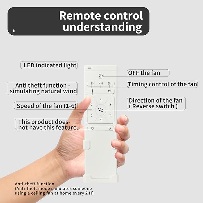 Bigzone 88" Indoor Ceiling Fan With Remote Control, DC Motor Quiet Energy Saving,3 White Balsa Wood Blades,Outdoor/Indoor Ceiling Fan With Reversible Blades