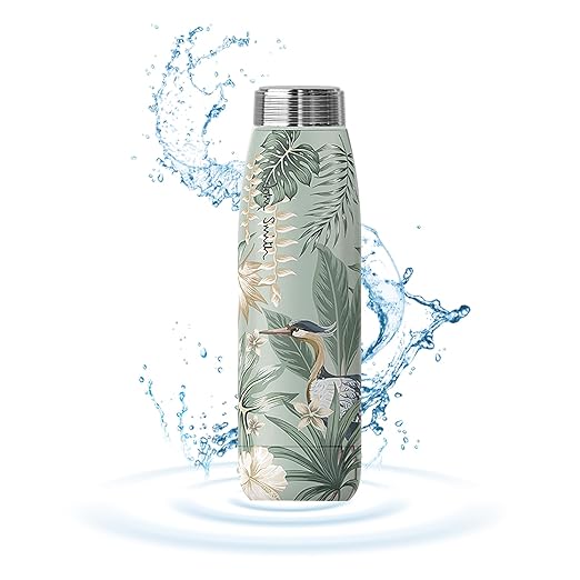 JOHNSMITH Hydrogen Water Bottle, Alkaline Water Bottle 15oz, Creates High pH Premium Water, Portable Insulated Stainless Steel Bottle Alpine Ore Filter Water Bottle for Sports, Outdoor, Office, Green