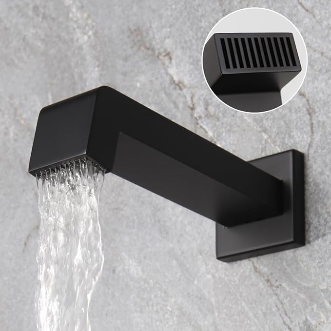 POP SANITARYWARE Matte Black Shower Tub Faucet Set Bathroom Rain Shower System with Tub Spout Wall Mounted Rainfall 12 Inch Shower Head and Handle Set Include Shower Valve and Trim Kit