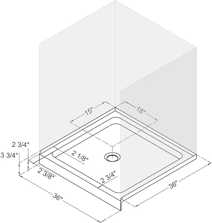DreamLine SlimLine 36 in. D x 36 in. W x 2 3/4 in. H Center Drain Single Threshold Shower Base in Black, DLT-1136360-88