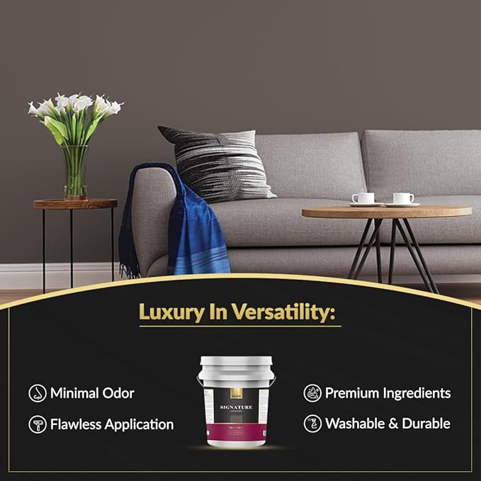 EVOLVE Signature Paint & Primer: Luxury Paint & Primer for Indoor & Outdoor Surfaces, Minimal Odor, Eggshell Sheen (Volcano Brown, 5 Gallon)