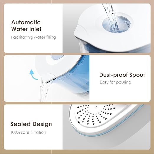 Waterdrop 200-Gallon Long-Life Chubby 10-Cup Large Water Filter Pitcher with 1 Filter, NSF Certified, 5X Times Lifetime, Reduces PFOA/PFOS, Chlorine, BPA Free, White