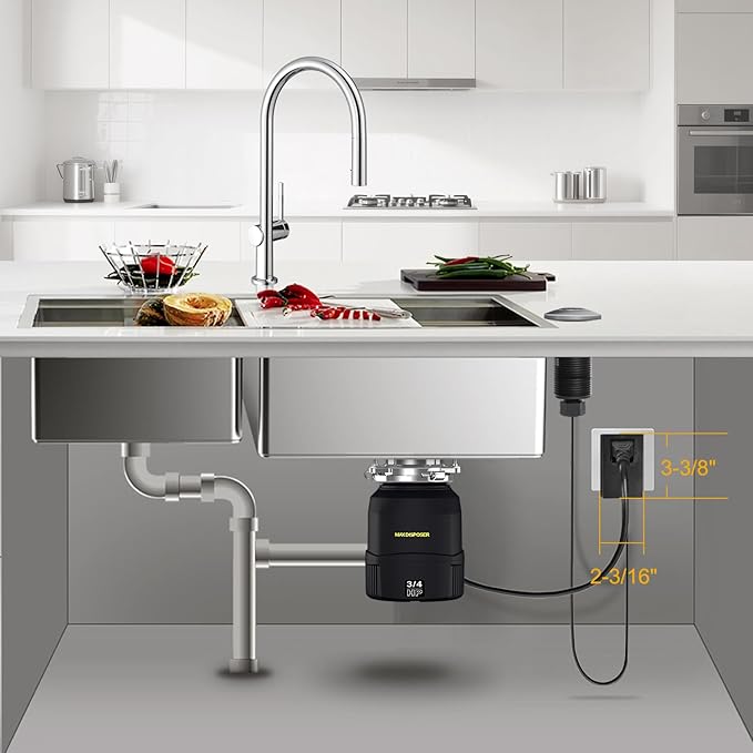 Garbage Disposal Air Switch Kit, Sink Button Food Waste Disposals Part On/Off Air Button Stainless Steel Polished (Brushed Stainless Steel, LONG/3.6")