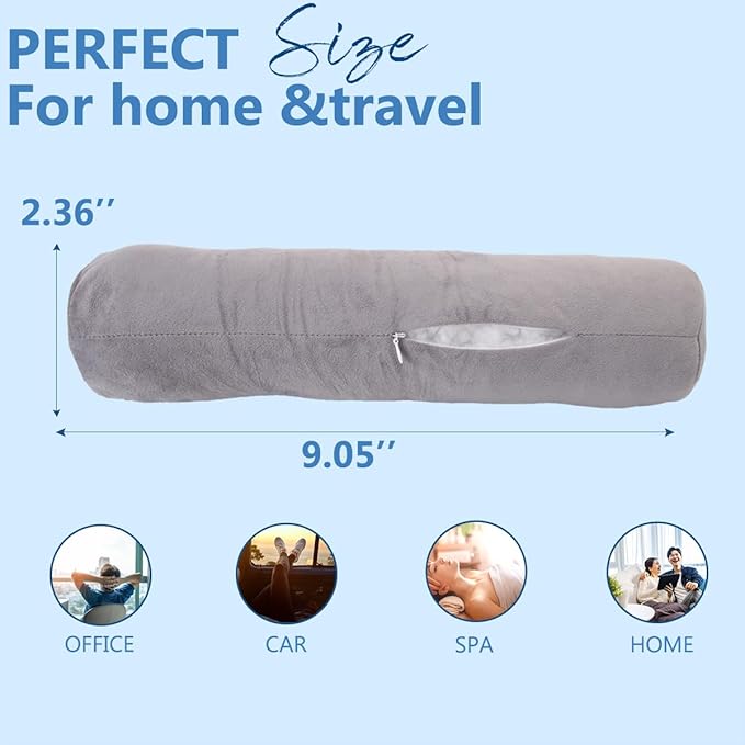 Health Cervical Neck Roll, Comfortable and Highly Resilient Bolster Pillows, Round Neck Pillows Support for Sleeping | Large Size Bolster Pillow for Bed, Legs, Back and Yoga (Grey)