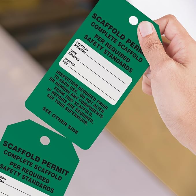 250 Scaffolding Tags by-The-Roll, Scaffold Permit - Complete Scaffold, US Made OSHA Compliant Scaffold Tags, Waterproof PF-Cardstock, Resists Tears, 6.25"x3", TAR733