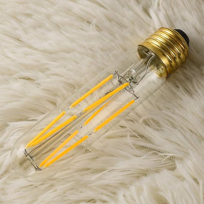 XININSUN T10 Led Bulb, 8W Dimmable Led Tubular Bulbs, 75-100 Watt Equivalent,850lm, Clear Glass, E26 Base Lamp Bulb, for Cabinet Display Cabinet etc. (2700K Warm White, 6-Pack)