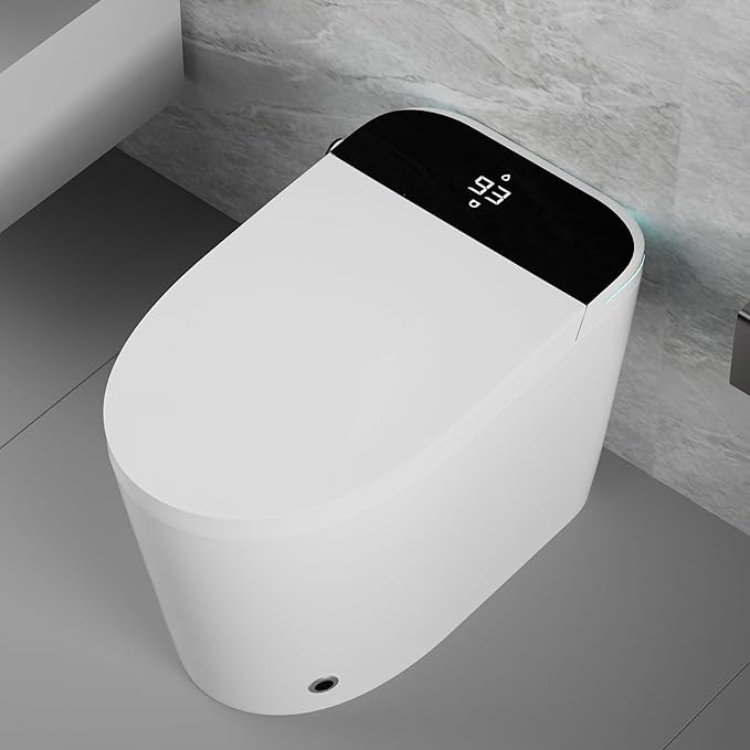 WinZo Smart Toilet, Tankless Toilets with Heated Seat, Auto Open & Close, Smart with Bidet Built In ADA Chair Comfort Height,Dryer and Warm Water Sprayer, Featuring Foot Sensor and Black LED Display